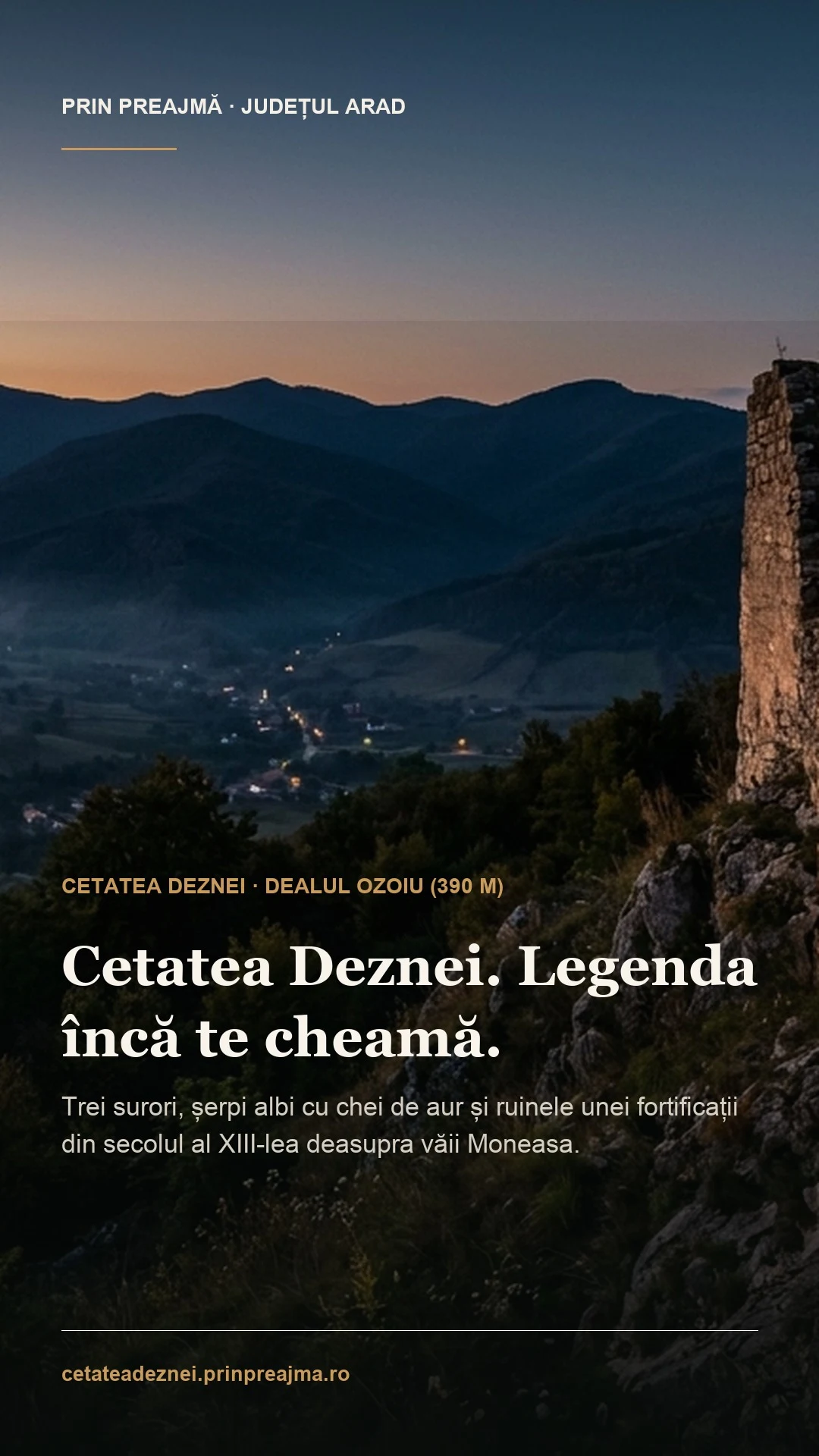 Card social 9:16 Stories Cetatea Deznei (Ilustrație AI etichetată)